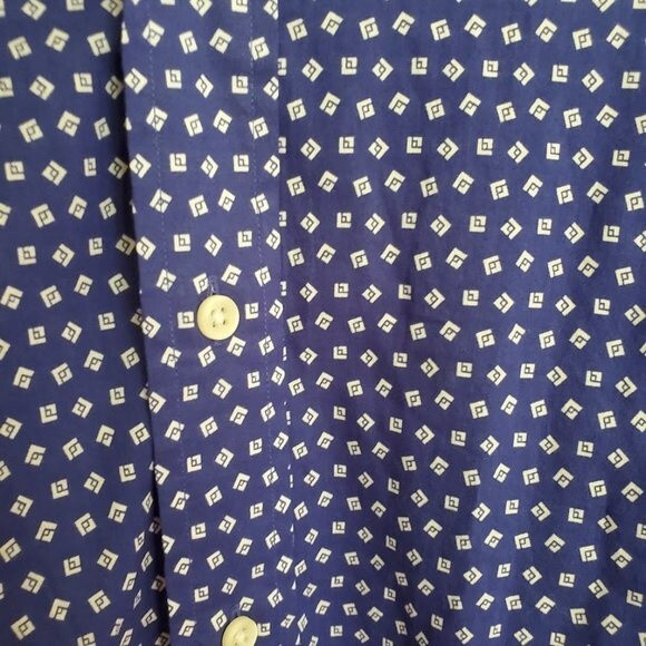 Ralph Lauren Big and Tall Blue Printed Short Sleeve Button Down Shirt - Picture 2 of 6